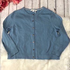 Boden Amelia Crop Crew Blue Cardigan